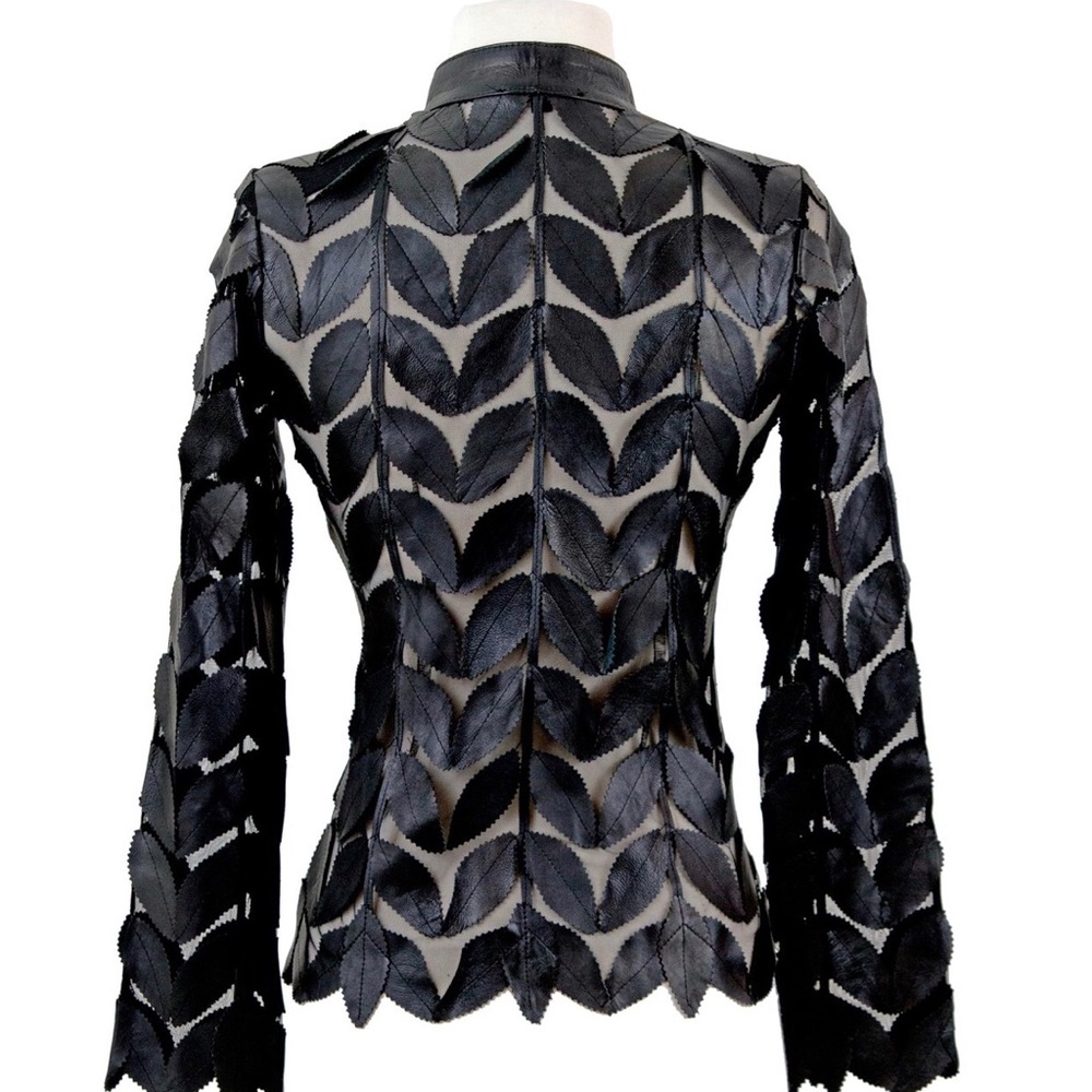Classic Leaf Design Leather Jacket - image 2